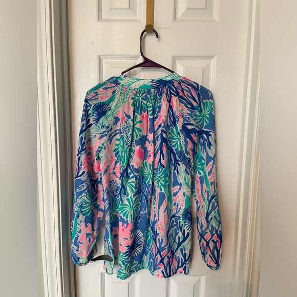 Lilly Pulitzer Elsa Silk Top - Jet Stream In Multi Jet - Picture 3 of 5